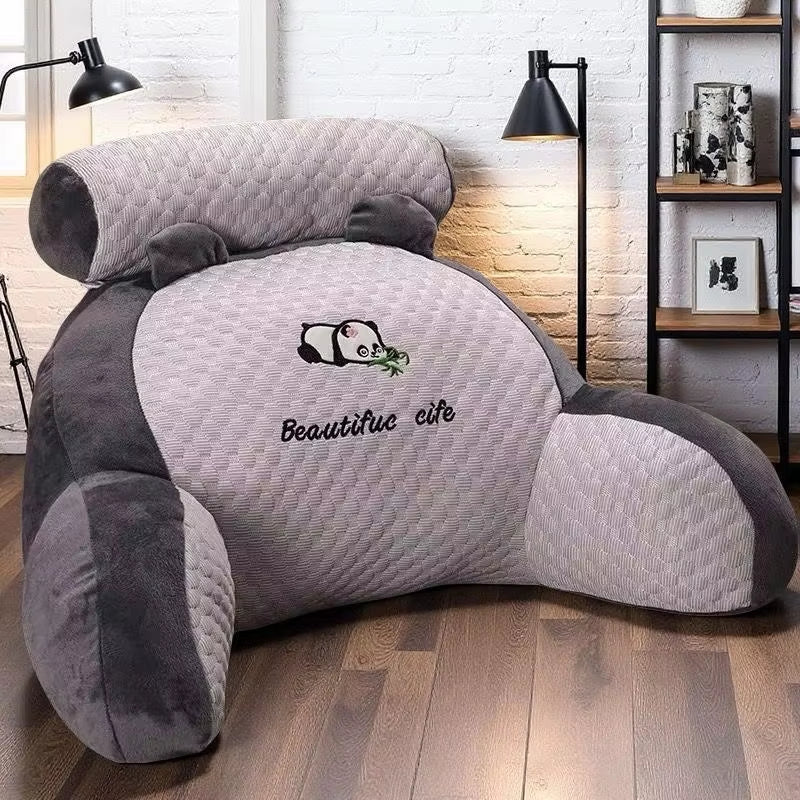 1Pc Adjustable Reading Pillow - Ergonomic Back Support Cushion for Bed/Sofa/Floor, Gray Quilted Breathable Design