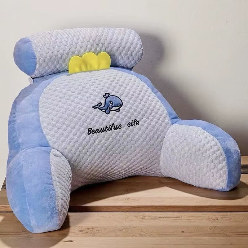 1Pc Adjustable Reading Pillow - Ergonomic Back Support Cushion for Bed/Sofa/Floor, Gray Quilted Breathable Design