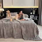2025 Artificial Rabbit Plush Warm Blanket for Bed, Soft Coral Fleece Sofa Throw Blanket Comfortable Thicken Bed Sheet
