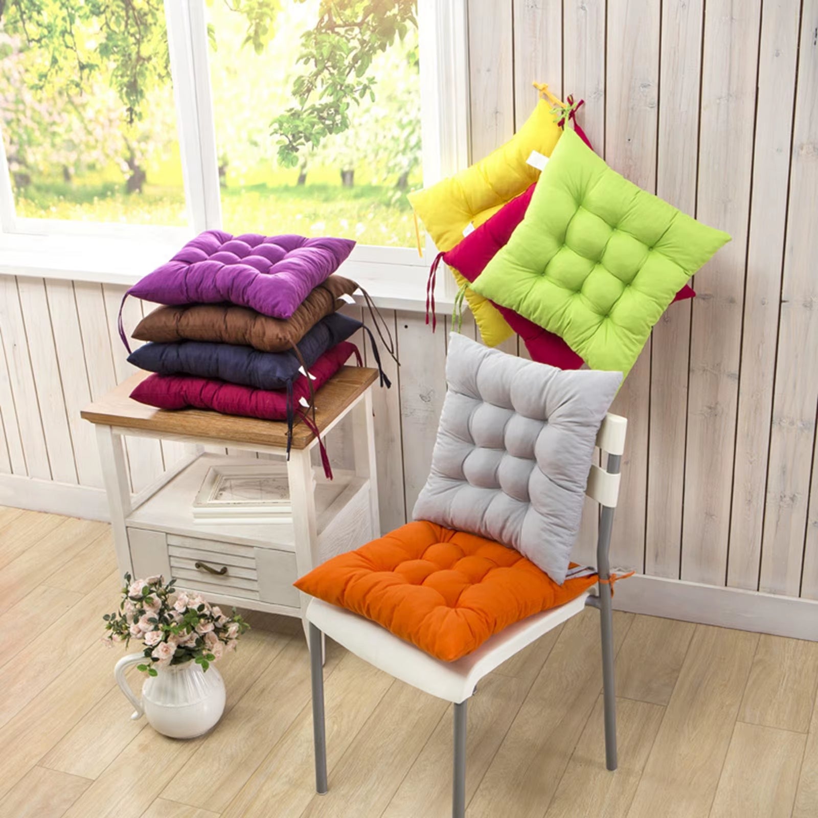 40Cm Throw Pillow Chair Fixed Rope Non-Slip Seat Cushion Nap Pillows Home Office Chair Cushion Seat Soft Pad Pillow Sofa Cushion
