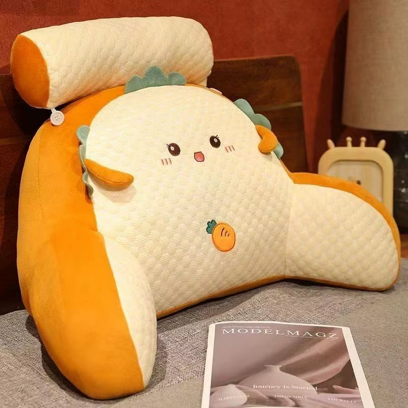 1Pc Adjustable Reading Pillow - Ergonomic Back Support Cushion for Bed/Sofa/Floor, Gray Quilted Breathable Design