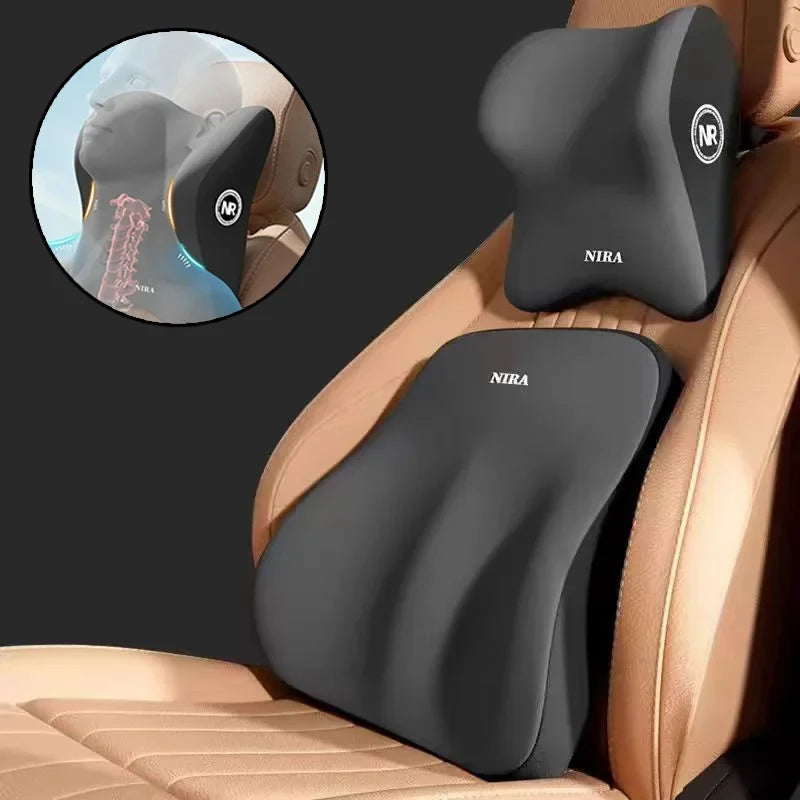 Universal Memory Foam Car Headrest and Lumbar Support Cushion for Enhanced Comfort