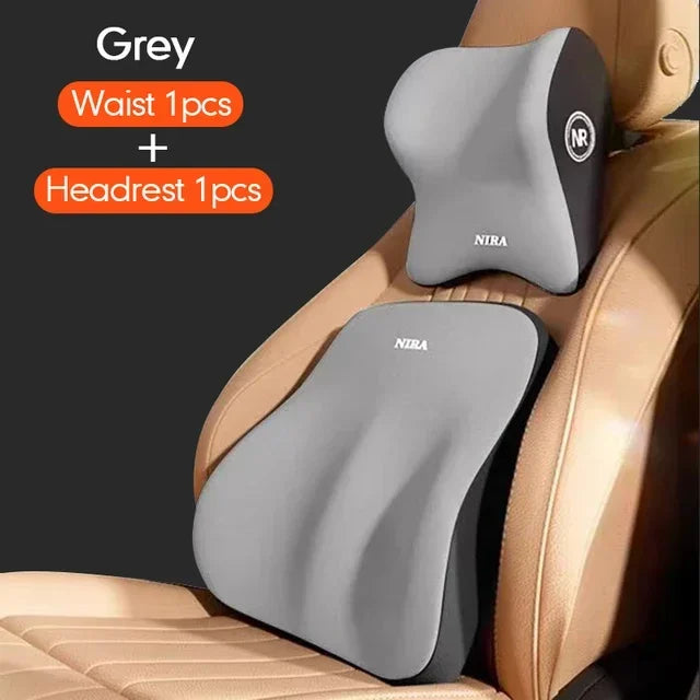 Universal Memory Foam Car Headrest and Lumbar Support Cushion for Enhanced Comfort