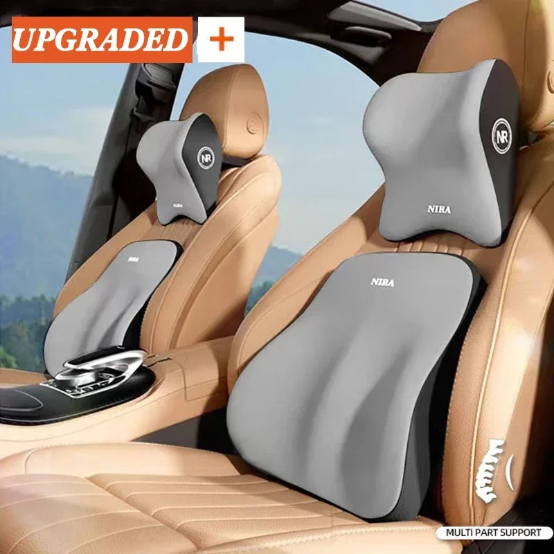 Universal Memory Foam Car Headrest and Lumbar Support Cushion for Enhanced Comfort