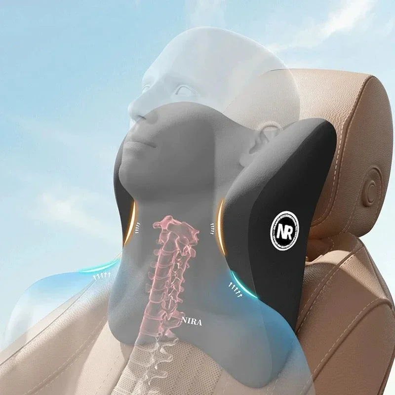 Universal Memory Foam Car Headrest and Lumbar Support Cushion for Enhanced Comfort