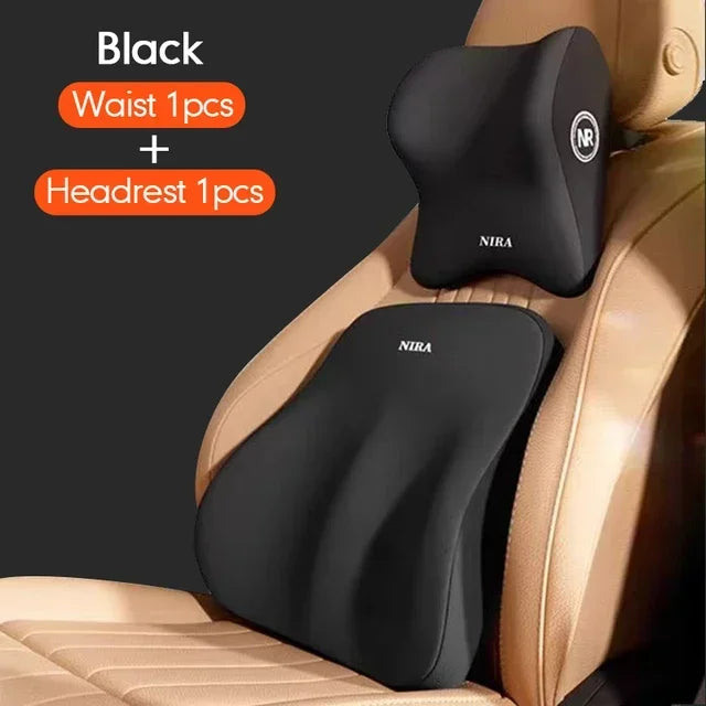 Universal Memory Foam Car Headrest and Lumbar Support Cushion for Enhanced Comfort