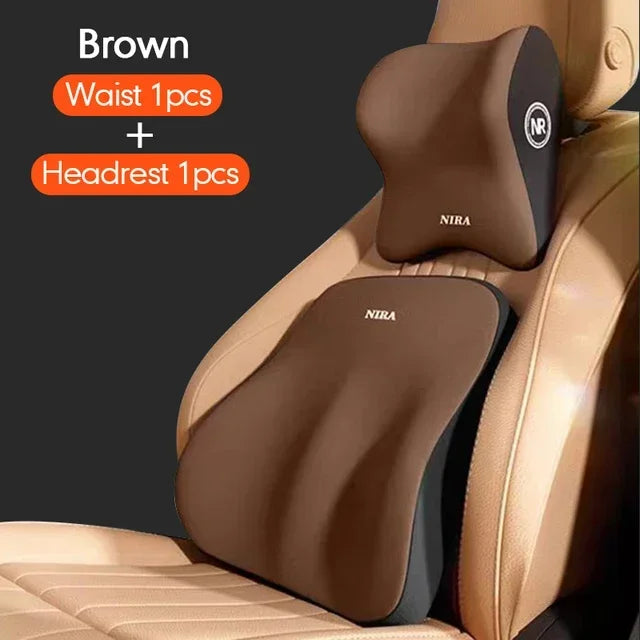 Universal Memory Foam Car Headrest and Lumbar Support Cushion for Enhanced Comfort