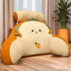 1Pc Adjustable Reading Pillow - Ergonomic Back Support Cushion for Bed/Sofa/Floor, Gray Quilted Breathable Design